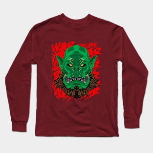 War Craft Orc Head with Background Long Sleeve T-Shirt